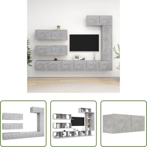 vidaXL Schrankset - 7-tlg. TV-Schrank-Set Betongrau Holzwerkstoff (1/5)
