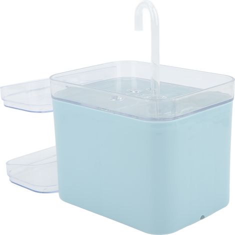 Fontaine à eau automatique pour animaux de compagnie 2L / 67oz pour chats avec robinet, pour une utilisation intérieure et extérieure, bleue (type robinet). (1/5)