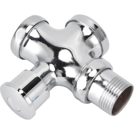Vanne de chasse manuelle - Valve de Chasse d'Urinoir - Bouton Poussoir - Alliage de Zinc - Blanc (1/4)