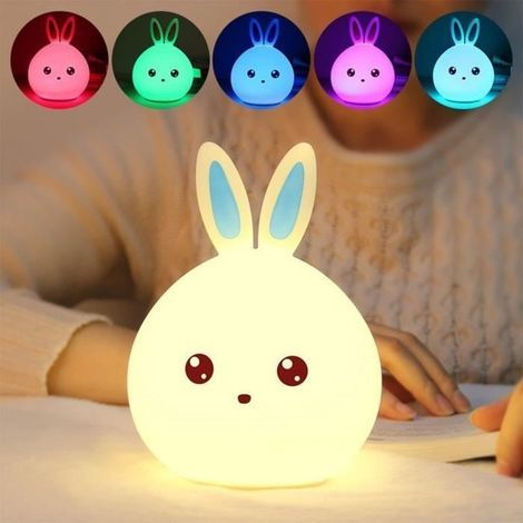 Luce notturna a LED a forma di coniglio - CODREAM - Multicolore - Per bambini - Bianca - Ricaricabile tramite USB (1/3)