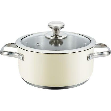 Haeger PA-18H.006A Beige Topf mit Deckel 18 cm