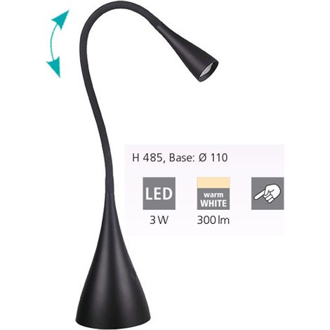 Lampada Da Tavolo Moderna Snapora Policarbonato Nero Luce Led Integrato 3W (1/5)