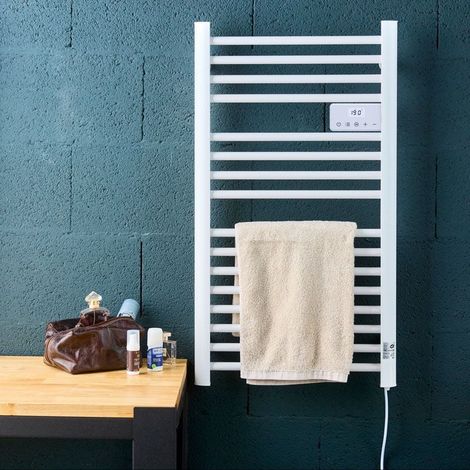 Steiner – Sèche-serviette électrique 500W à fil chauffant – Montée rapide en température – Thermostat digital 6 ordres – Acier blanc 600x1370x92 mm (1/4)