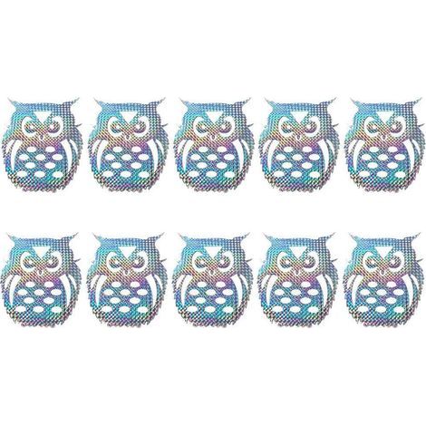 Lot de 10 autocollants anti-collision oiseaux, film répulsif réfléchissant pour fenêtres de cour, stickers dissuasifs volatiles. (1/5)