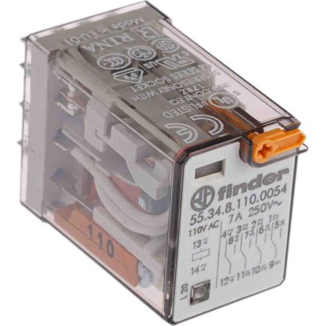 Relais de puissance Finder 55 Series, 4 RT, bobine 110V c.a. Enfichable 1.5W ( Prix pour 1 )