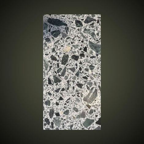 Véritable Carreau Terrazzo fond blanc-vert inclusions vertes BRAGA 60x30 cm boîte de 0.72m2 Brillant / Poli - Gioia Materia