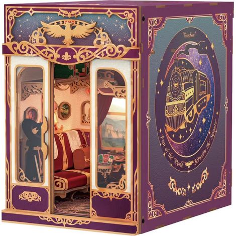 Serre-Livres Miniature DIY en Bois Book Nook Décoratif pour Étagère TQ441 15,8x22,4x22,5 cm - PANGIVO (1/3)