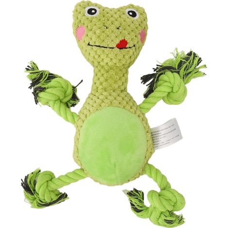 Jouets grinçants pour chien grenouille, forme de dessin animé amusant, meulage des dents, résistance aux morsures, corde en coton à mâcher pour animaux de compagnie (1/5)
