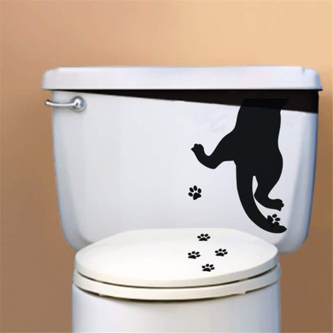 Autocollants muraux décoratifs, papier peint amovible, siège de toilette mignon (1/5)