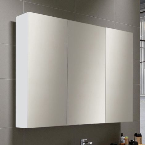 Specchio contenitore bagno a 3 ante 80xh60 cm in legno Bianco Opaco (1/3)