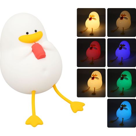 Niedliches Enten-Nachtlicht, niedliches Enten-Nachtlicht für Kinder, Silikon-Nachtlicht, wiederaufladbare Babylampe mit USB-Anschluss, augenschonendes Nachtlicht, mehrfarbiges Nachtlicht, Geschenk für (1/5)