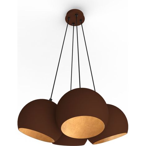 LUMICOM  JOE Sospensione, 4X E27, max 42W, metallo, corten/foglia oro, D.25cm (1/3)