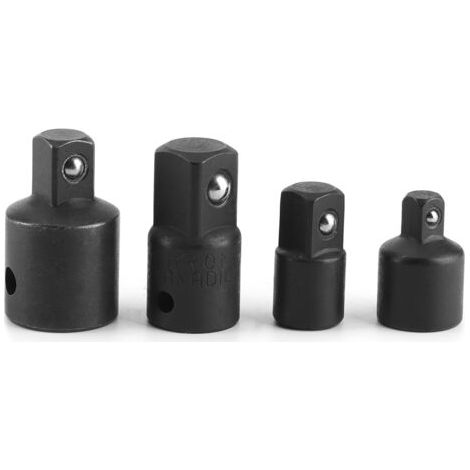 Ensemble d'adaptateur et de réducteur de 4 pièces pour clés à cliquet 1/4in 3/8in 1/2in Kit de Conversion d'adaptateur de manchon de clé électrique(Noir). (1/5)