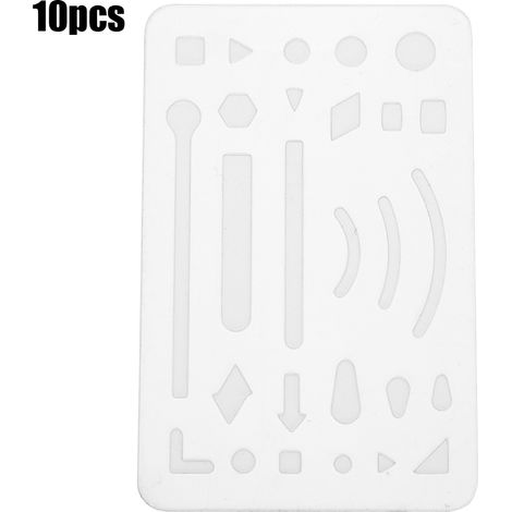 Lot de 10 Gabarits de Dessin Technique Transparents 27 Trous Règle à Pochoir Polyvalente pour Croquis (1/5)