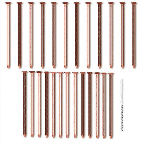 Lot de 25 clous en cuivre pour souches d'arbres, 8 cm de long, en cuivre pur. (1/5)