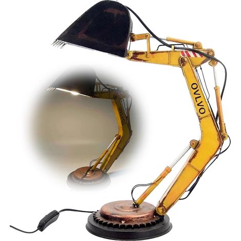 Lampe De Table Excavatrice - Lampe De Nuit En Résine Pour Chambre D Enfant - Avec Led Chaude - 22 X 14 X 14 Cm - 290 G (1/5)