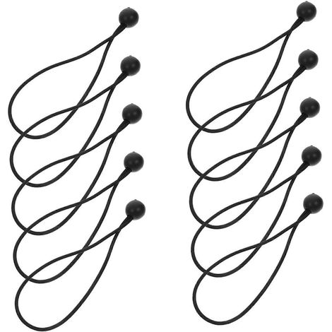 Lot de 10 tendeurs élastiques noirs à boule pour fixer solidement un parasol ou une bâche de camping (1/5)