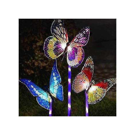 3D-Schmetterlinge für den Garten, Fiberglas-Schmetterlingsdekoration für den Außenbereich (3 Stück) (1/4)