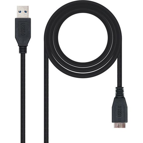 Cable USB 3.0 A a Micro USB B NANOCABLE 10.01.1102-BK Negro 2 m (1/3)