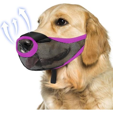 Muselière pour chien - Protection buccale - Empêche les morsures - Maille respirante - Taille S - Violet (1/5)