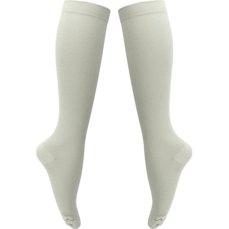 1 paire de bas de contention 15-20 mmHg à bout fermé et fermeture éclair, pour femme, montants jusqu'au genou, gris XXL (1/5)
