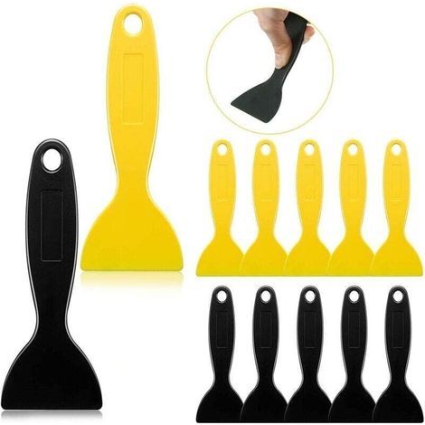 12-teiliges Kunststoff-Spachtelset (6 gelbe + 6 schwarze) - Farbschaber (1/4)