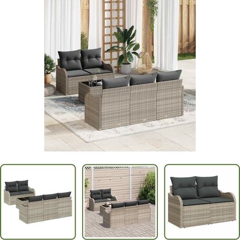 vidaXL Canapé modulaire - Ensemble de canapé de jardin Gris clair polyrotin (1/5)