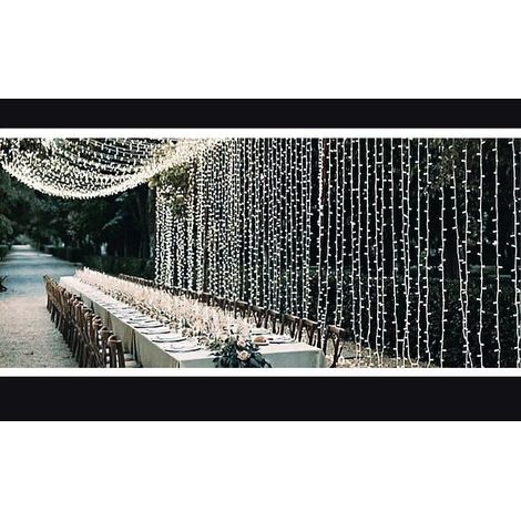 Stringa di luci a tenda a 300 LED 3M3M 8 modalità di illuminazione IP44 impermeabile per esterni e interni, decorazione per Natale, matrimonio, compleanno, finestra, casa, patio 31V bianco brillante (1/5)