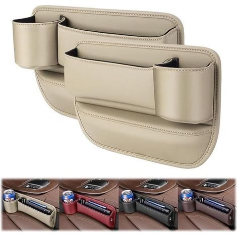 (Beige, verschiedene Farben) Autositz-Organizer – ABS-Kunststoff – PU-Leder – 30 x 20 x 8 cm (1/4)