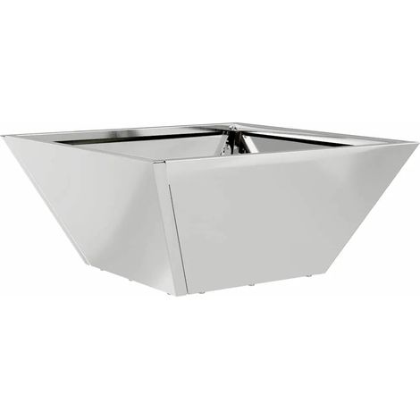 Cache-pot de jardin trapézoïdal moderne pour terrasse 35 x 35 x 15 cm en acier galvanisé argent