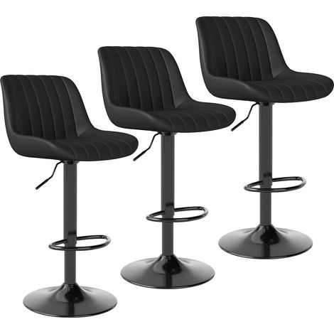 ralex-chair Tabouret Bar, Tabouret de Bar, Chaise de Bar Pivotants avec Dossier, Tabourets de Bar Réglable en Cuir PU, Chaise Haute Bar Moderne (Lot de 3,Noir) (1/5)