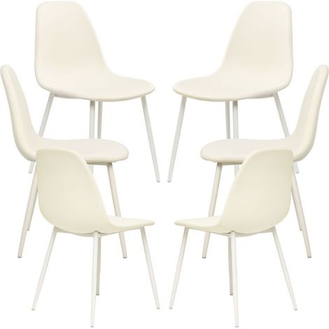 Packs Sillas Comedor - Pack 6 Sillas White Teok Tela - Blanco (1/5)