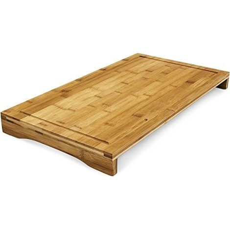 Tagliere in bambù coprifornelli bordi rialzati e scanalature per succo 52 cm 4313026