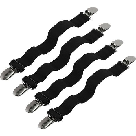 Befestigungselemente für Spannbettlaken, Eckclips, verstellbare Gummibänder für Spannbettlaken (4 Stück) (1/5)