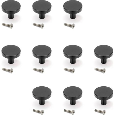 Emuca Lot von 10 Möbelknopfe Uppsala, Durchmesser 30mm, Aluminium, Schwarz lackiert (1/5)