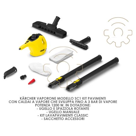 Idroweb – Nettoyeur vapeur K Rcher Vaporone SC1 – 1200 W – Pression 3 bar – Nettoyage sols et surfaces – Idéal pour carrelage et moquette