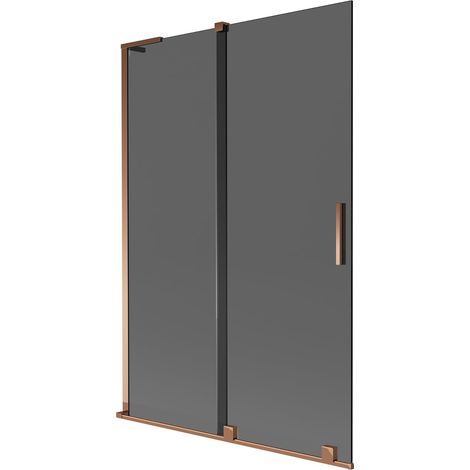 Mexen Velar L pantalla de ducha para bañera 2 alas correderas 120 x 150 cm, grafito, oro rosa - 896-120-003-41-60 (1/5)