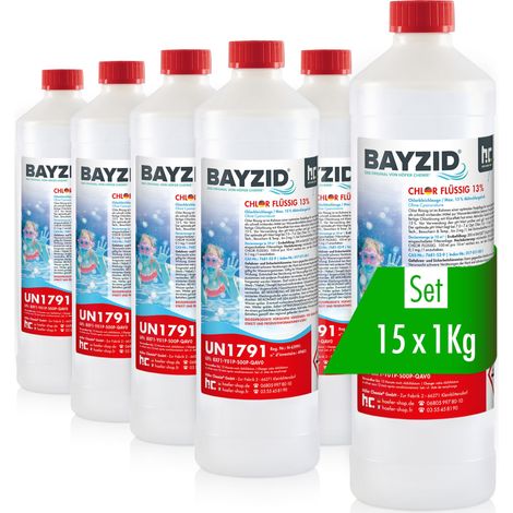 15x 1 kg BAYZID® Chlor 13% flüssig für Pools
