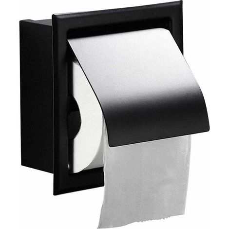 Eingebauter Toilettenpapierhalter aus mattschwarzem Edelstahl