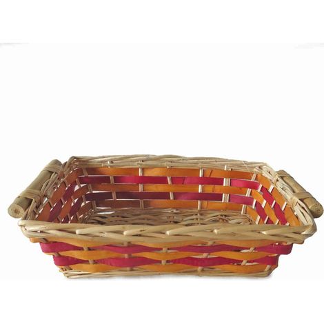 Cesto rettangolare in vimini rosso e arancio, 40/36x27x10 cm (kit da 10)