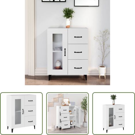 vidaXL Armoire vitrée - Buffet blanc 69,5x34x90 cm bois d'ingénierie (1/5)