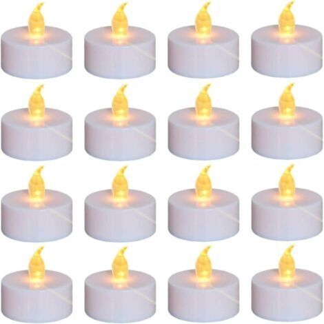 ALLIANDISLot de 24 bougies chauffe-plat LED sans flamme, lumière jaune chaude, fonctionnant sur piles pendant plus de 100 heures, idéal pour fêtes, mariages, anniversaires, cadeaux et décoration intér (1/5)