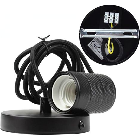 Lampada a sospensione decorativa E27 Nero opaco Cavo nero Loft (1/5)
