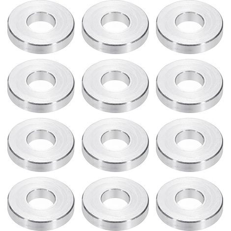 Rondelles en Aluminium M6, 12pcs Entretoise Métallique à Vis Ronde, Rondelle Plate pour Vis Tige Écrous Boulons, Bague d'Écartement en Métal 6.2mm ID x 15mm OD x 3mm Hauteur (1/5)