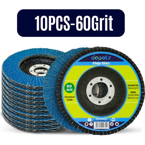 Dapetz ® Flap Discs 60 Grit 115mm Zirconia Grinding Discs Zirconium Sanding Discs for 4.5" Angle Grinder to Sanding Grinding Metal Wood and Stainless Steel 10X (1/5)