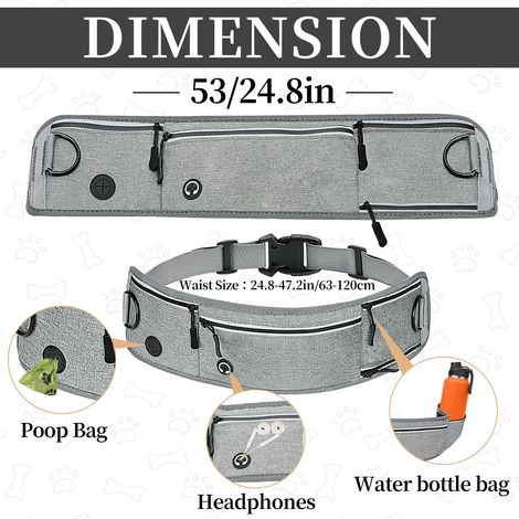 Laisse de ceinture mains libres pour chien, laisse de course avec fermeture éclair, pochette pour promenade, poignées rembourrées doubles réfléchissantes, laisse de course rétractable élastique pour c (1/3)