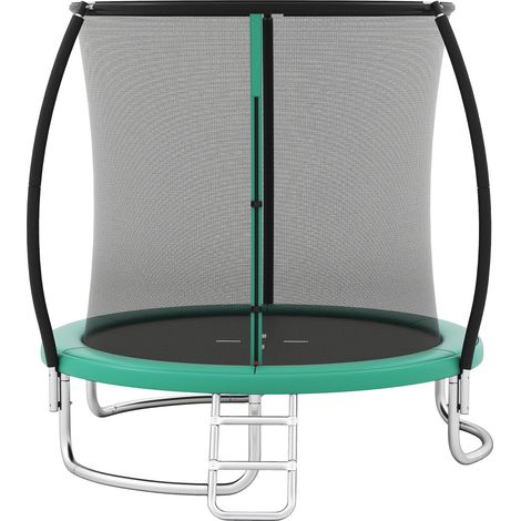 Trampoline Exterieur Enfant Adulte Ø244 cm, Trampoline Jardin Exterieur, Filet de Sécurité, Cadre en Acier Galvanisé Antirouille, pour 3 Ans+, Vert (1/5)