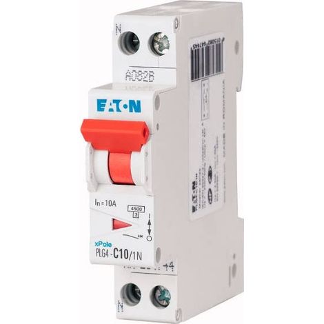 Interruptor modular Eaton 10A tipo C color rojo