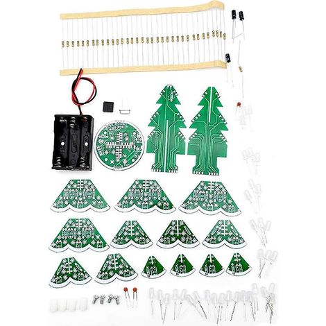 Kit de bricolage pour sapin de Noël 3D à LED - Circuit LED clignotant rouge/vert/jaune (1/5)