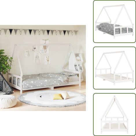 Cama infantil - vidaXL Estructura de cama para niños madera de pino blanco 90x200 cm - Cama de casa